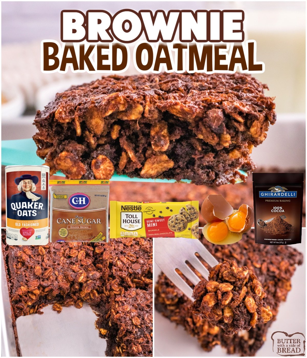 Brownie Baked Oatmeal is a delicious breakfast recipe that tastes like dessert. Made with oats, cocoa, eggs, milk, and chocolate chips, this simple baked oatmeal recipe is perfect for breakfast, or even dessert! 