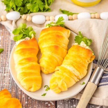 carrot shaped crescent rolls with chicken salad for Easter