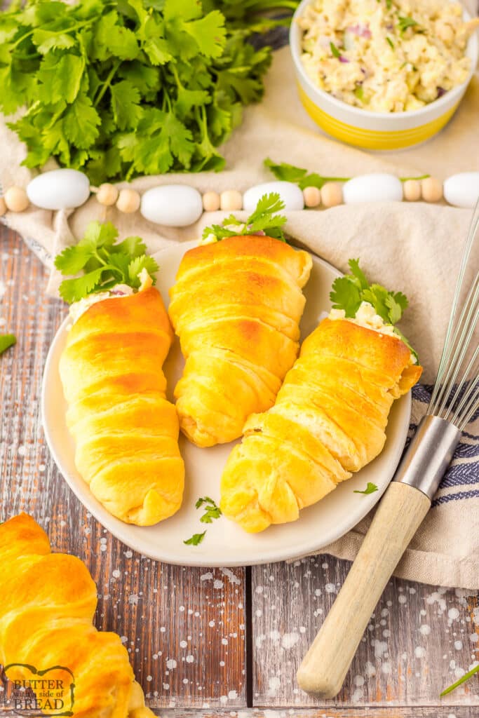 carrot shaped crescent rolls with chicken salad for Easter