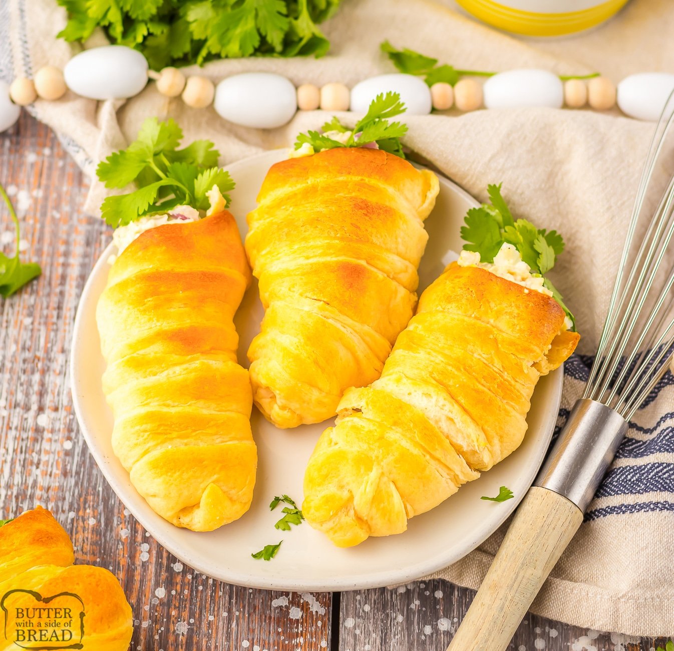 carrot shaped crescent rolls filled with chicken salad