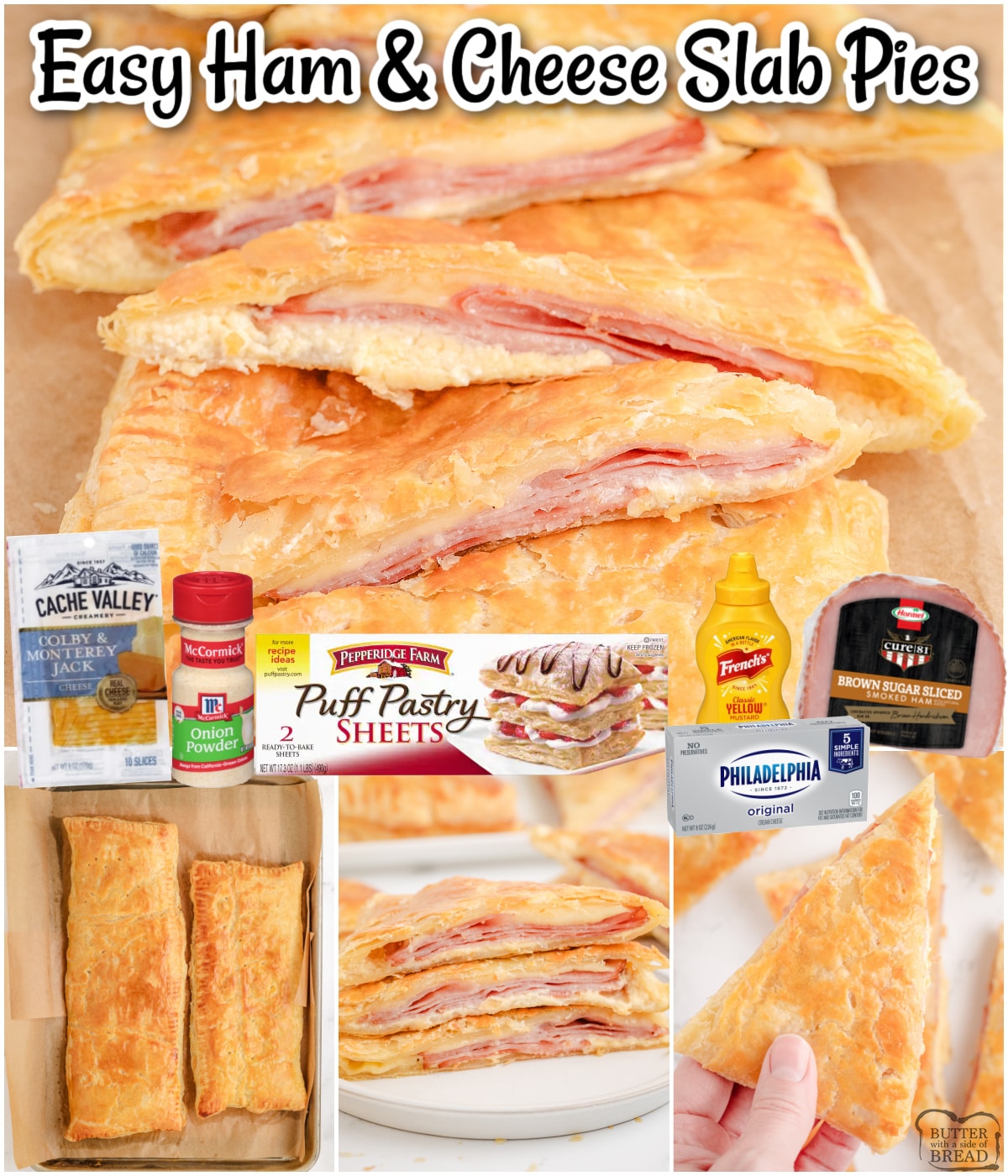 Flaky Ham and Cheese Slab Pies are made with a buttery crust and filled with savory ham and gooey cheese. This hot ham and cheese pastries are a delicious & easy-to-make recipe!