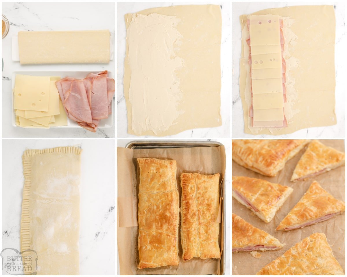 how to make puff pastry ham and cheese slab pies
