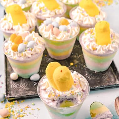 cute layers of creamy Jello Easter dessert cups