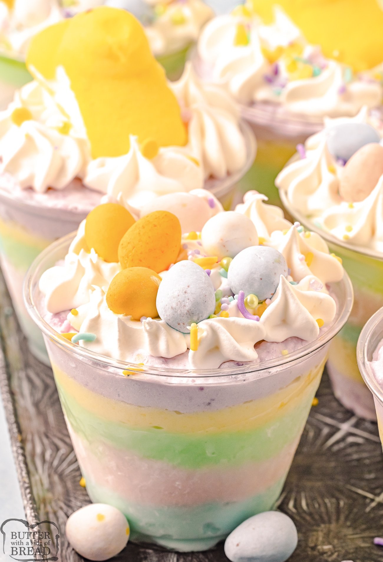 Layered Jello parfaits for Easter