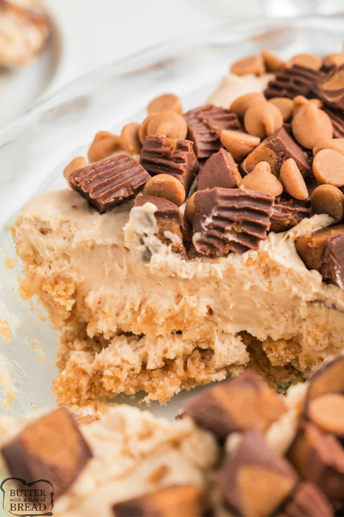 Reese's Peanut Butter Cup Pie is made with a simple vanilla wafer crust and a creamy peanut butter filling. This simple pie recipe is packed with Reese's Peanut Butter cups!