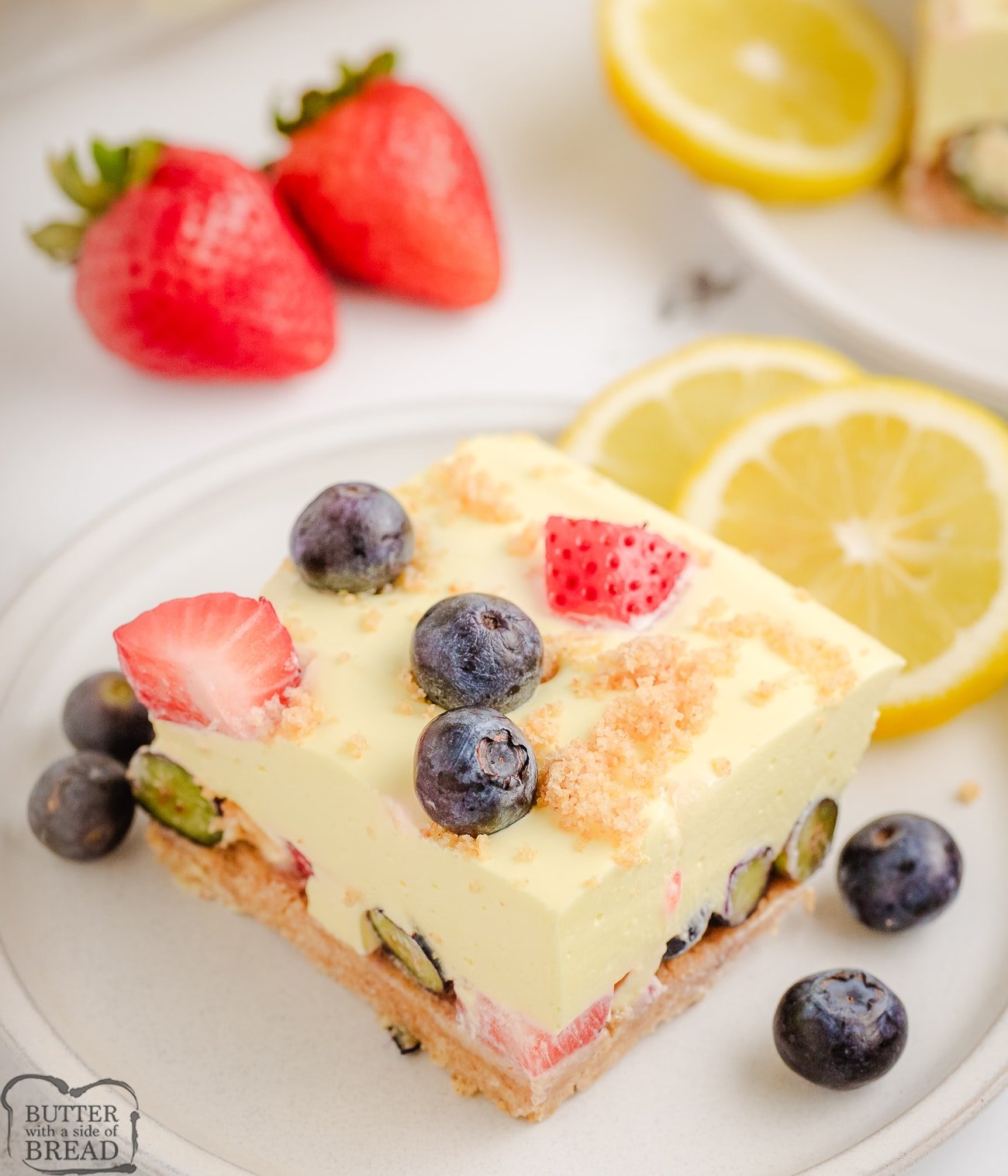 creamy berry lemon jello cut into squares