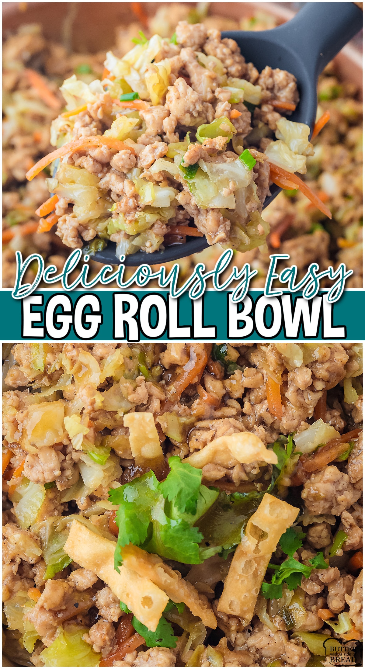 Inside Out Egg Rolls are a delicious twist on the classic Chinese appetizer! This egg roll in a bowl recipe is a one-pot combination of meat, vegetables and spices, and can be served as an appetizer or a main dish!