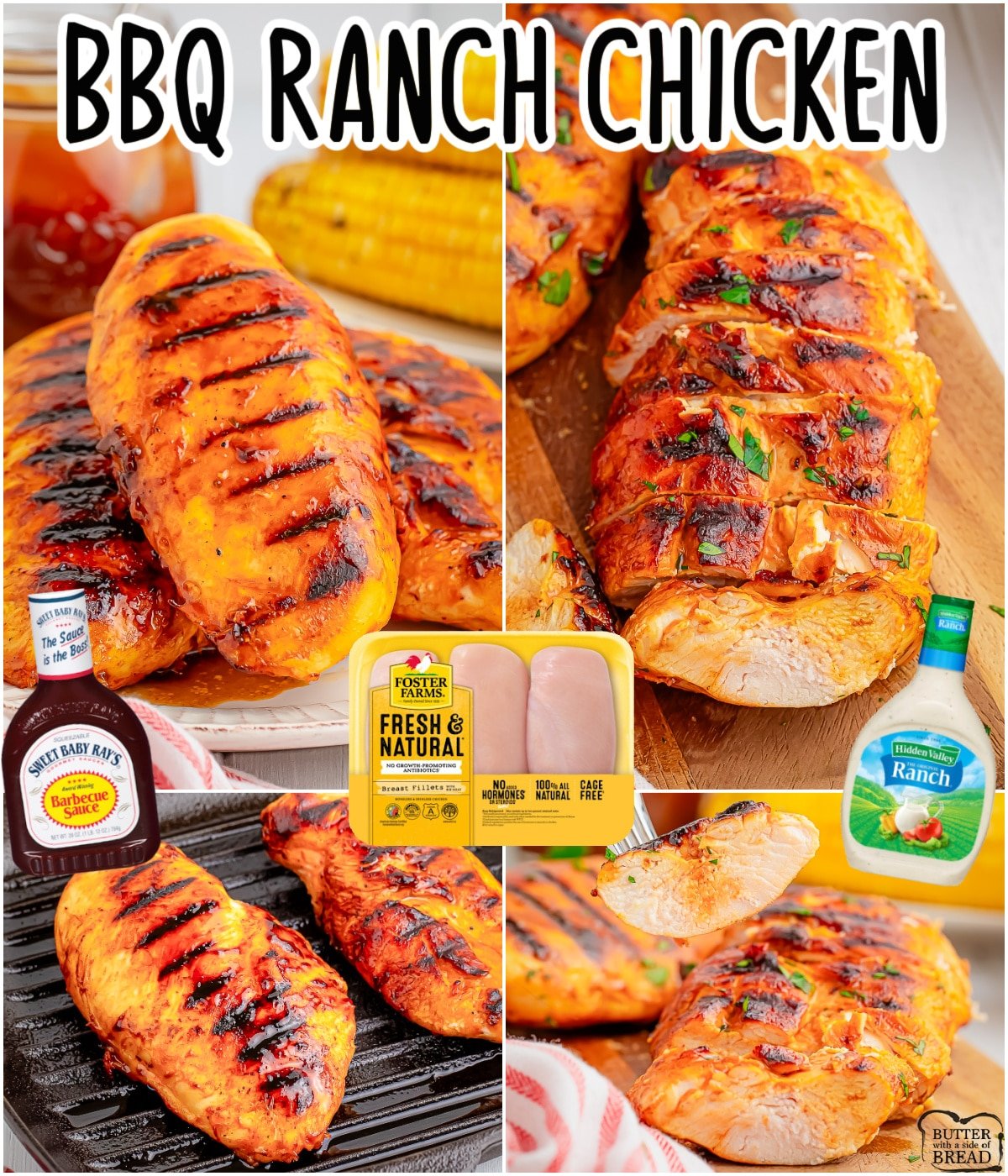 Grilled Ranch BBQ Chicken is a 3 ingredient dinner that's perfect for a summer barbecue! Ranch dressing & BBQ sauce combine for a mouth-watering marinade that infuses the chicken with fantastic flavor!