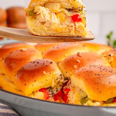 philly chicken sliders with bell pepper and cheese