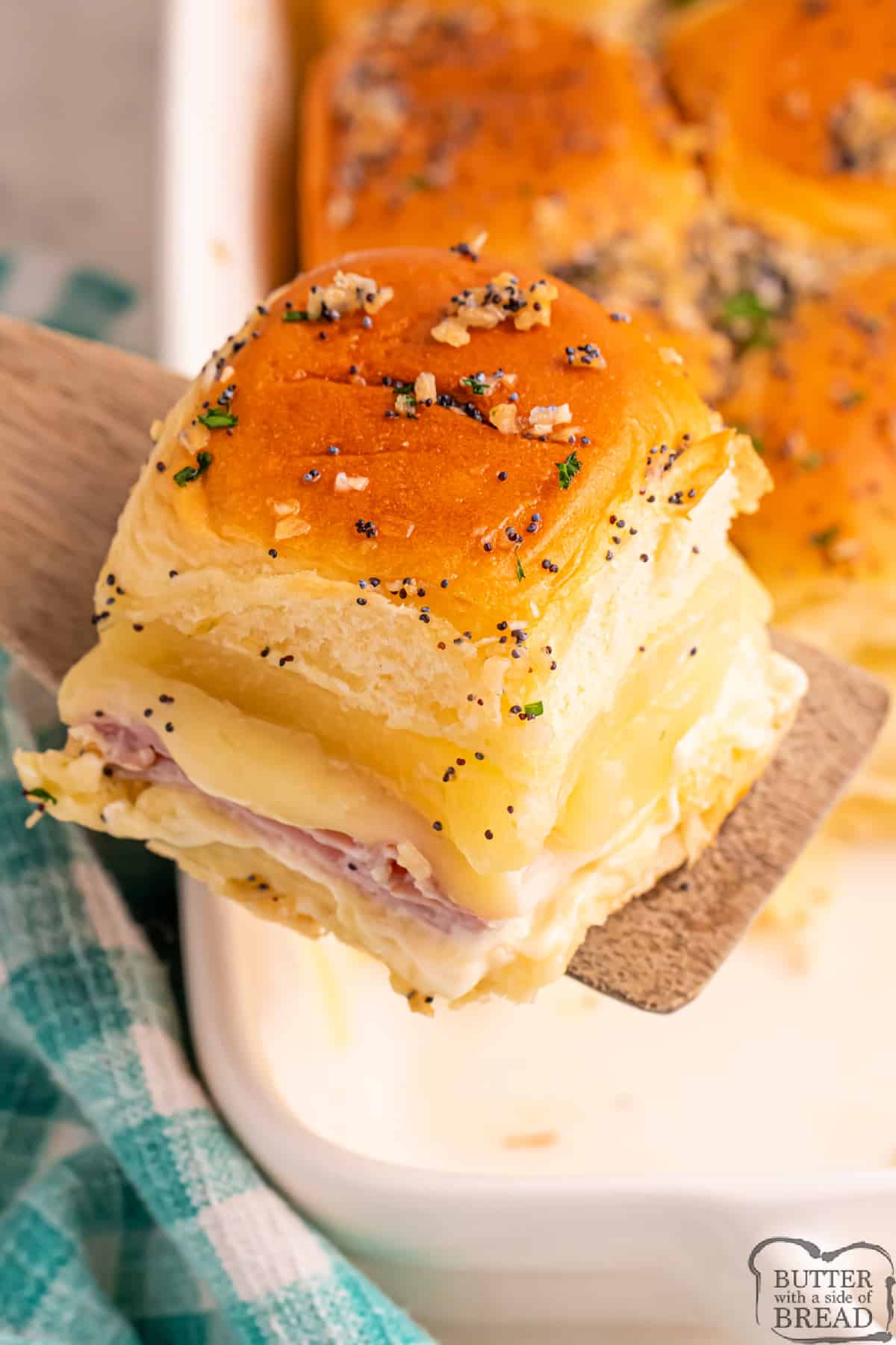 Slider with pineapple, ham, and cheese.
