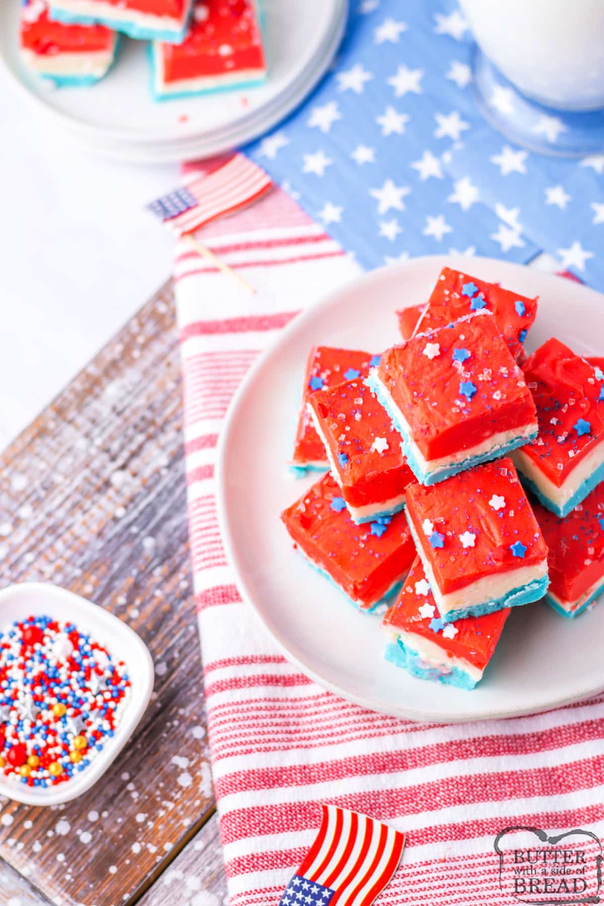 Layered fudge for the 4th of July. 