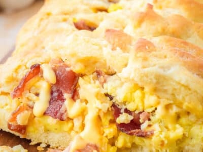 bacon egg and cheese biscuit braid for breakfast