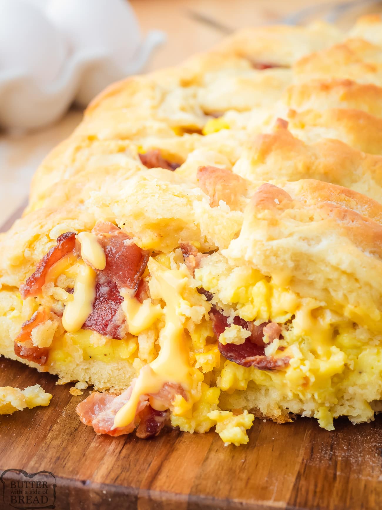 bacon egg and cheese biscuit braid for breakfast