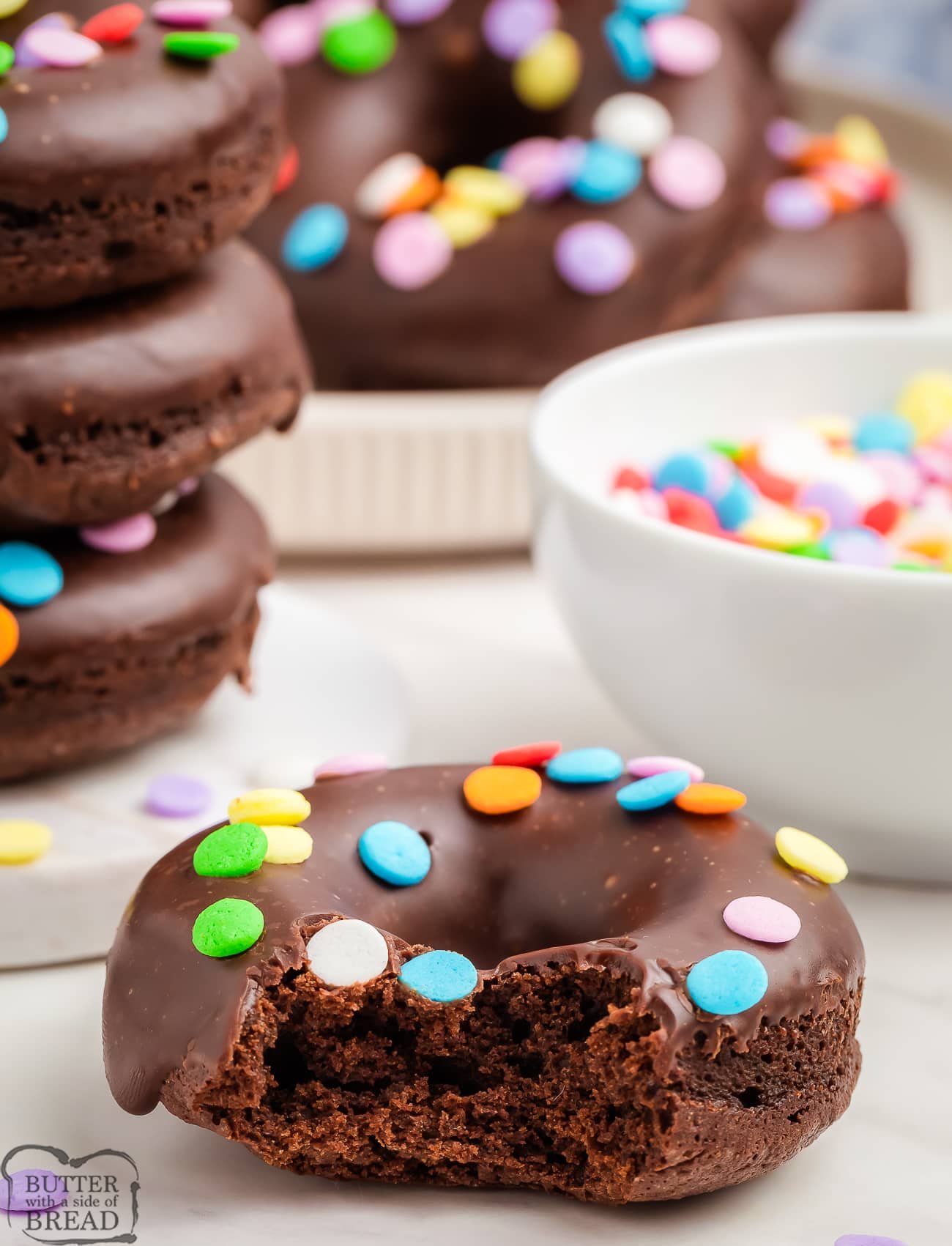 brownie donuts with a bite taken out