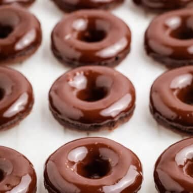 baked brownie donuts with chocolate glaze