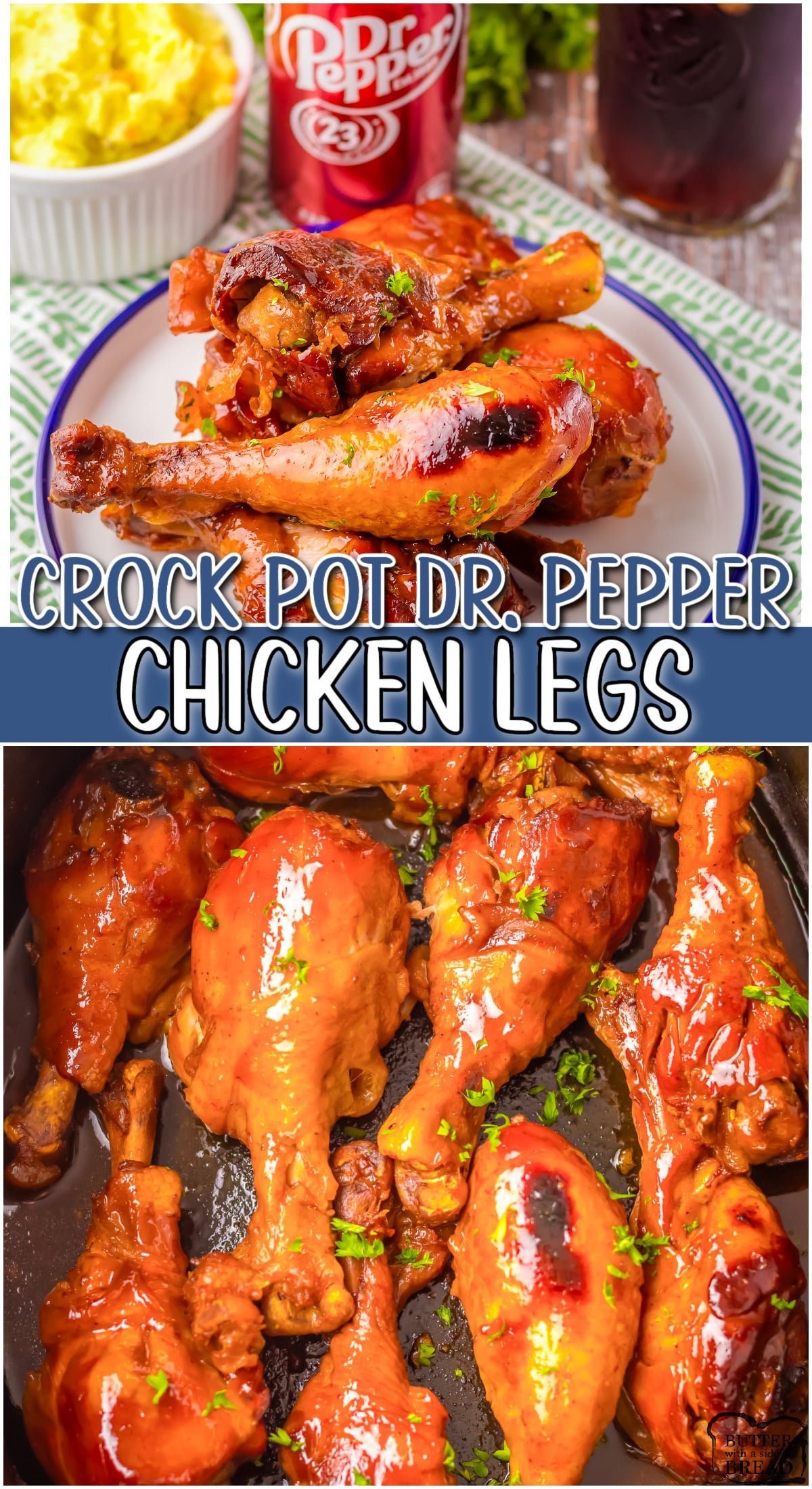 Crockpot Dr. Pepper Chicken Legs are tender, fall-off-the bone chicken drumsticks that slow cook in a Dr. Pepper BBQ sauce everyone loves!