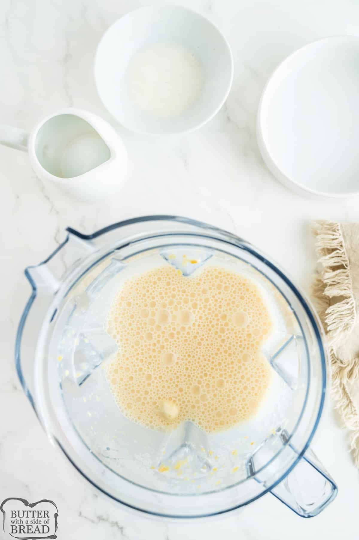 Blending milkshake in a blender.