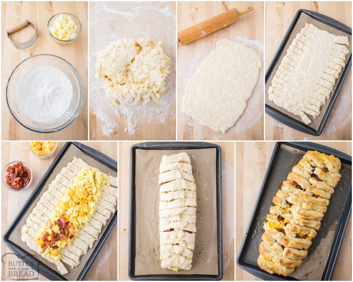 how to make a bacon, egg and cheese breakfast biscuit braid