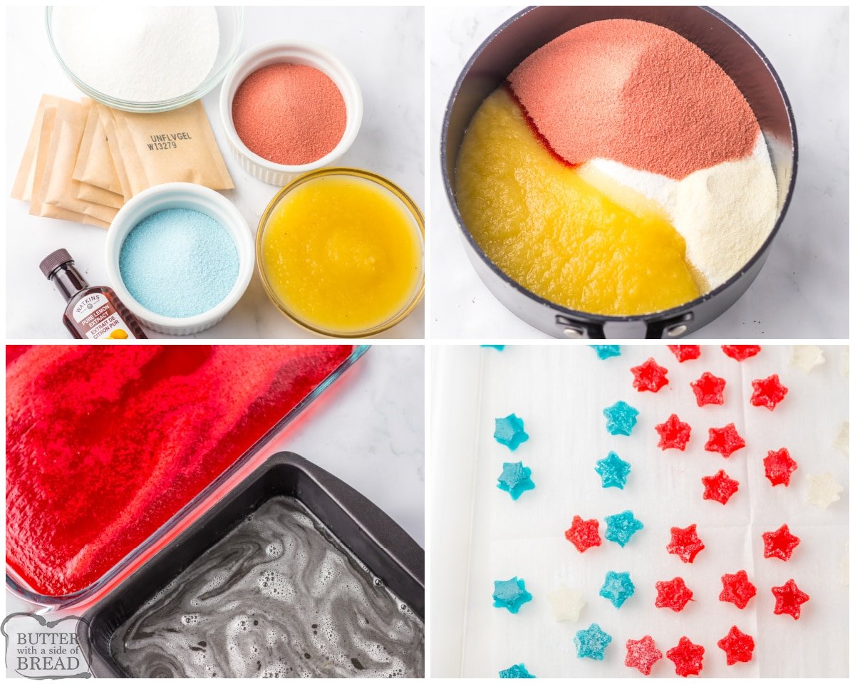 how to make homemade red, white and blue gumdrops