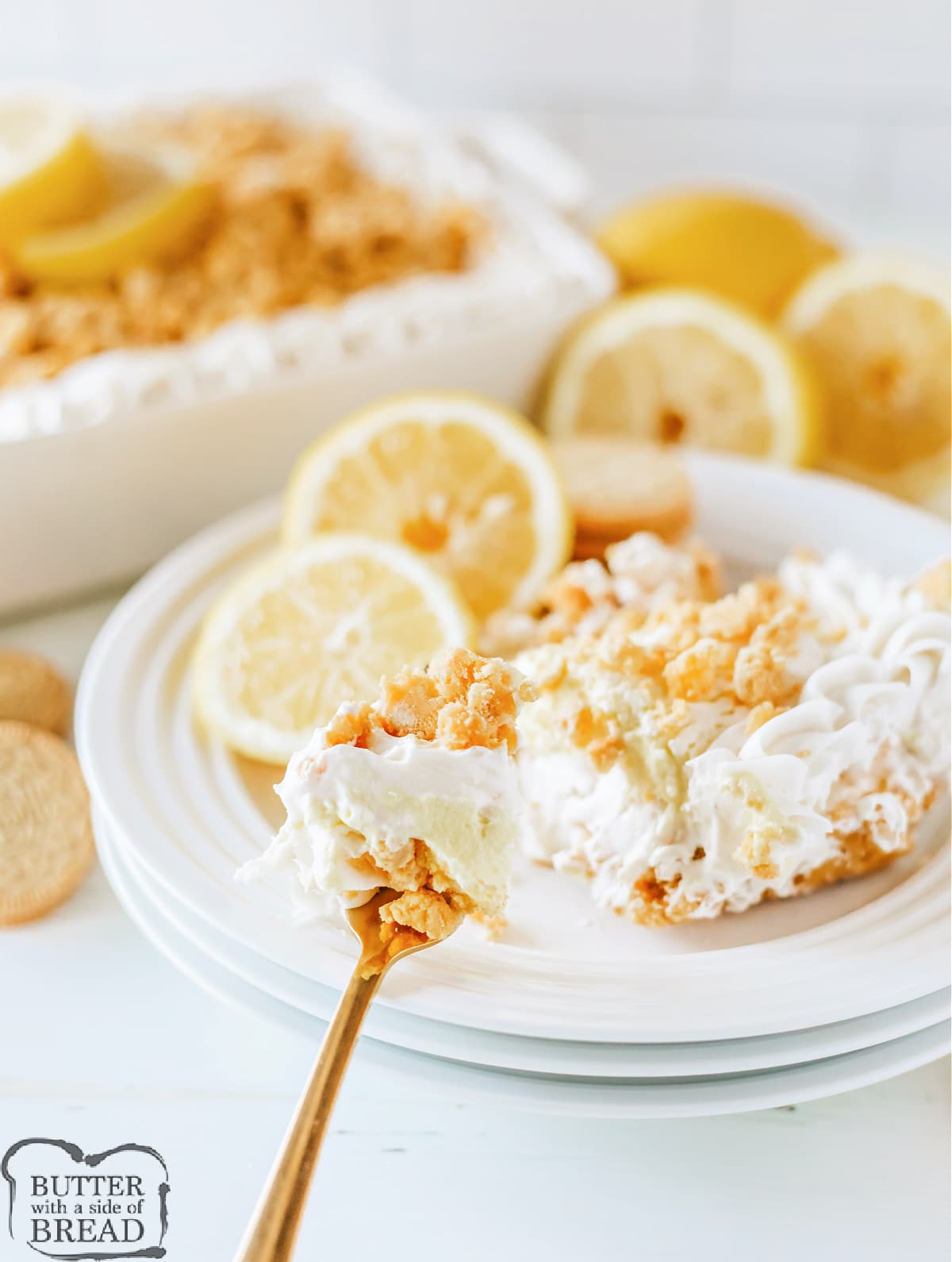 No-bake layered lemon dessert recipe.