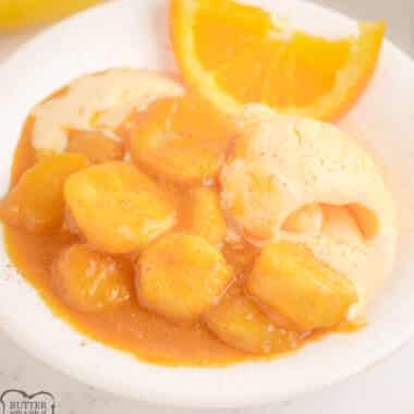 glazed bananas over ice cream