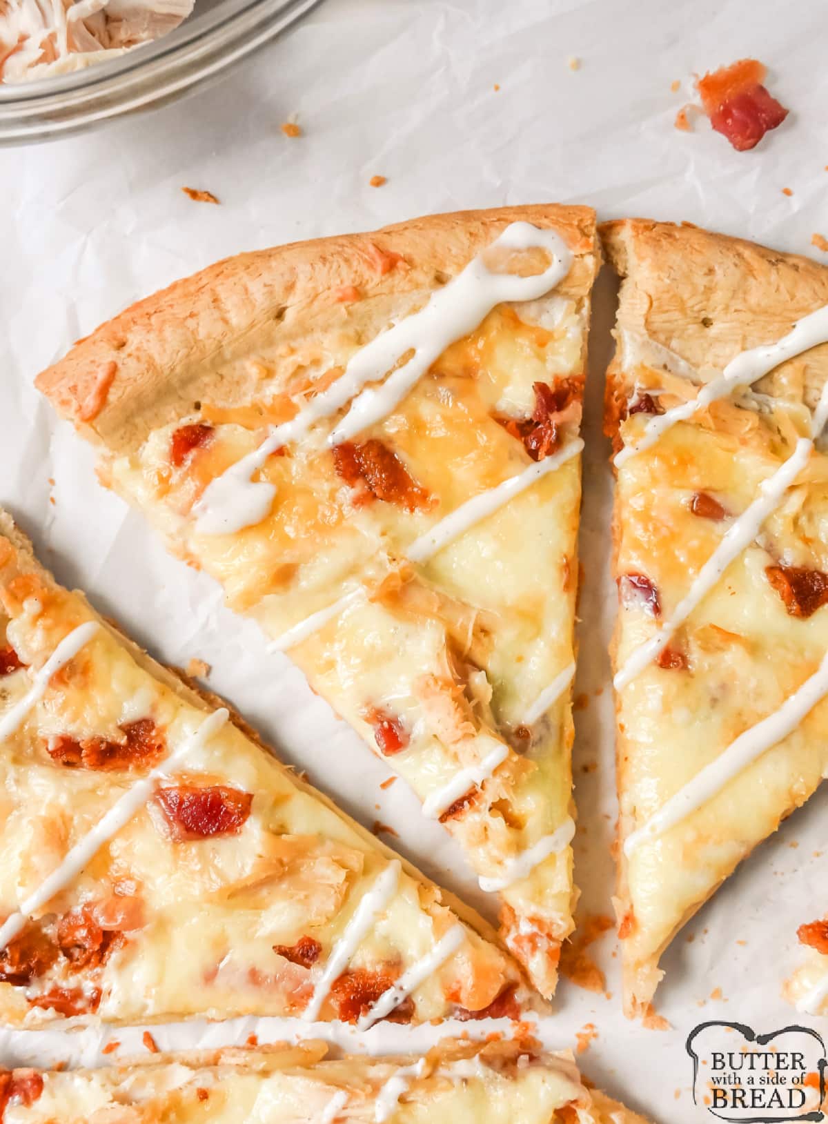 Chicken Bacon Ranch Pizza is made in less than 30 minutes with simple ingredients. Delicious pizza recipe that is just as fast as your favorite take-out!