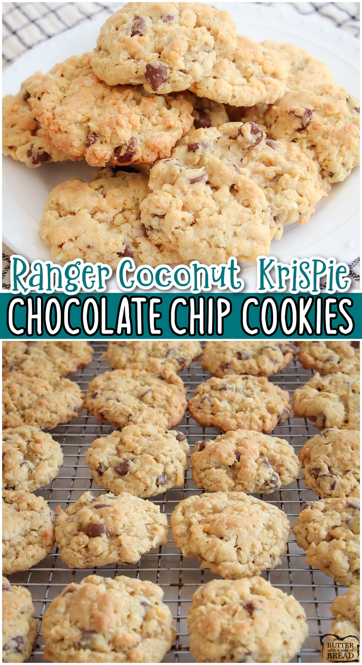 Chocolate Chip Ranger Cookies are everything you love about chocolate chip cookies with added oats, coconut & crispy rice cereal! 