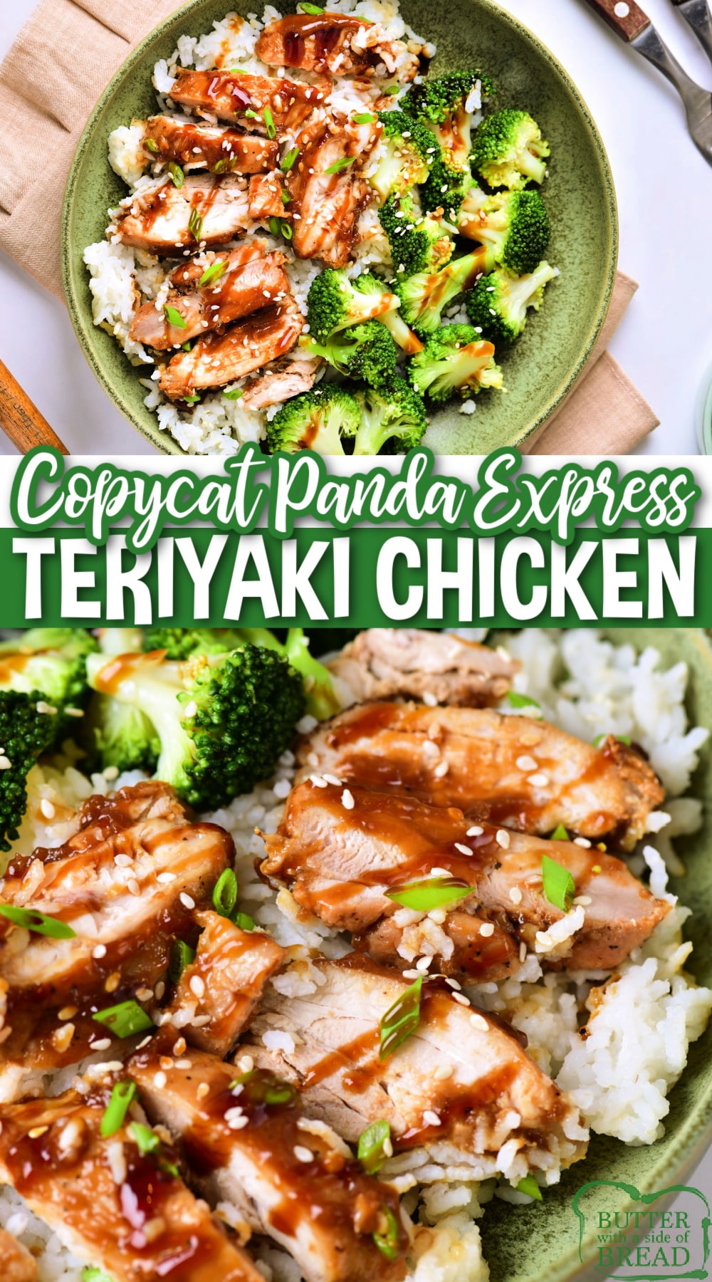 Copycat Panda Express Teriyaki Chicken is made with chicken thighs and a simple homemade sauce. Serve this easy teriyaki chicken recipe with rice and broccoli as the perfect weeknight dinner!