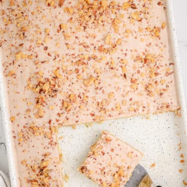 sheet pan with cinnamon walnut zucchini bread bars