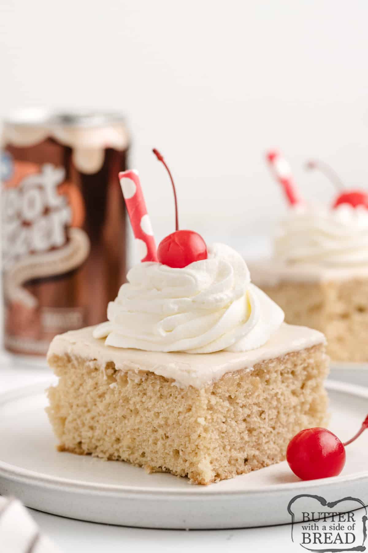 Root Beer Cake is made from scratch with root beer in the batter and the buttercream frosting. Delicious cake recipe with lots of root beer flavor! 