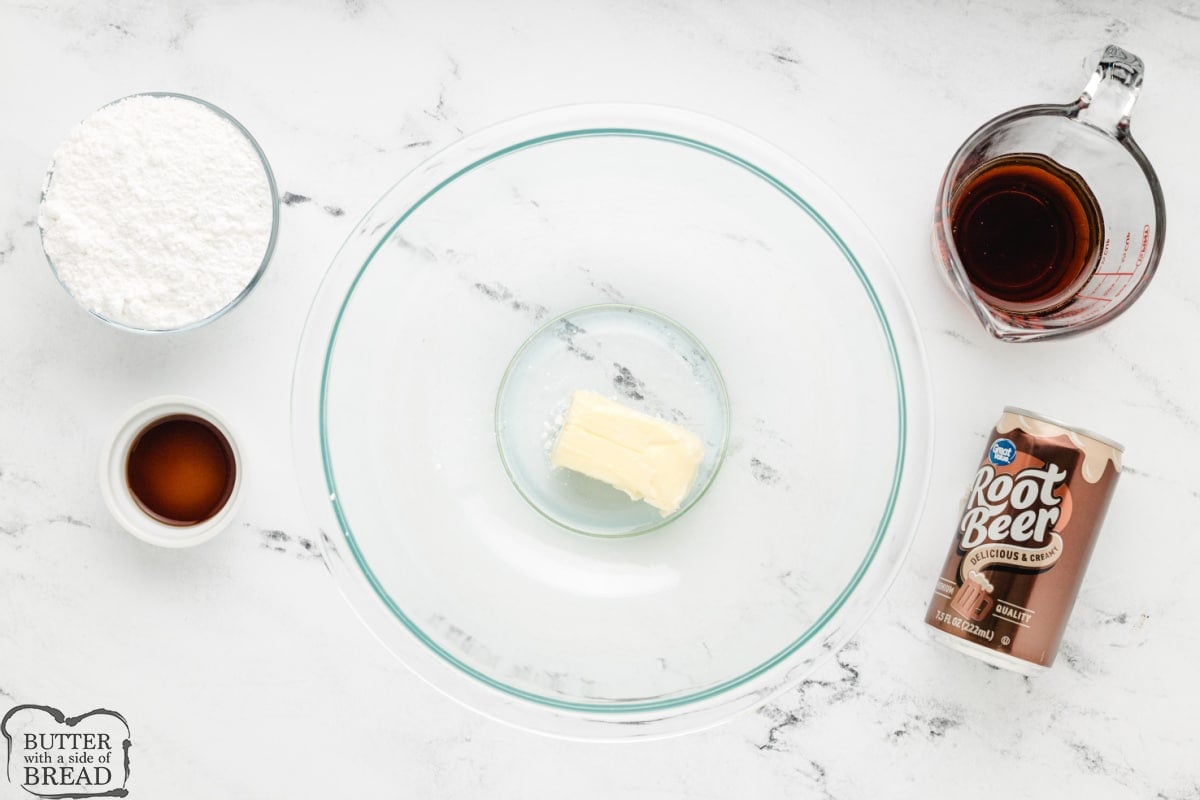 Ingredients in Root Beer Buttercream Frosting. 