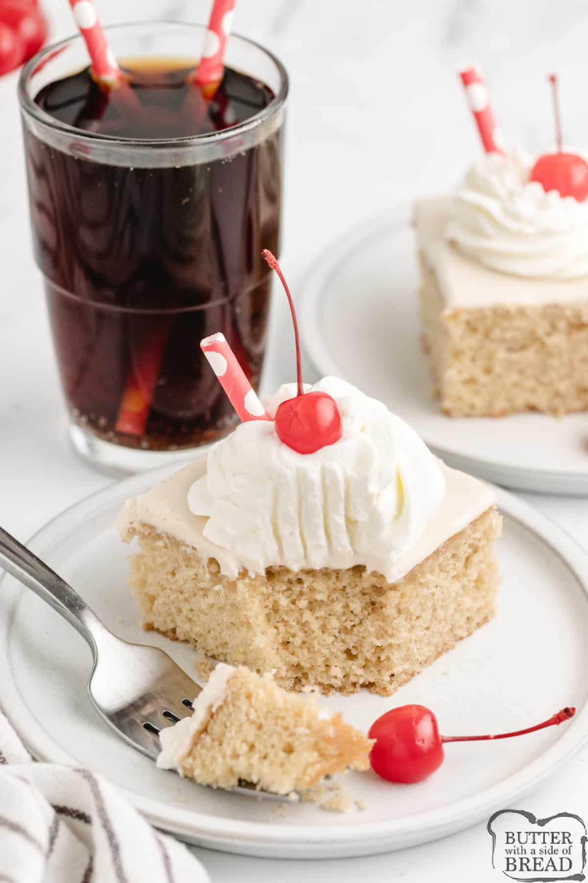 Serving of root beer cake. 