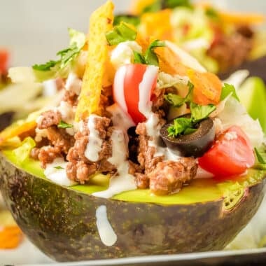 fresh avocados stuffed with beef taco filling