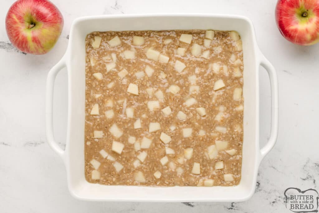 Batter poured into an 8X8 pan.