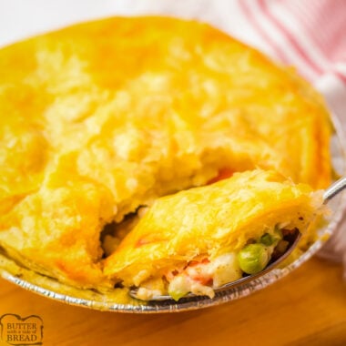 taking a bite out of a copycat KFC Chicken pot pie recipe