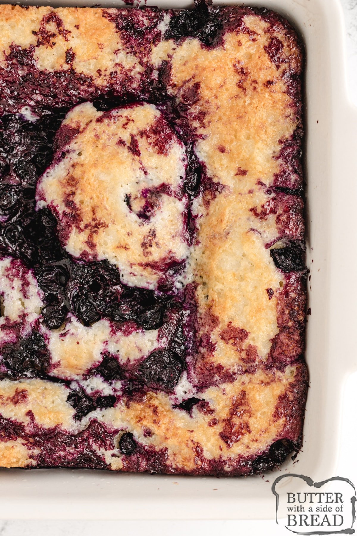 Baked blueberry cobbler.