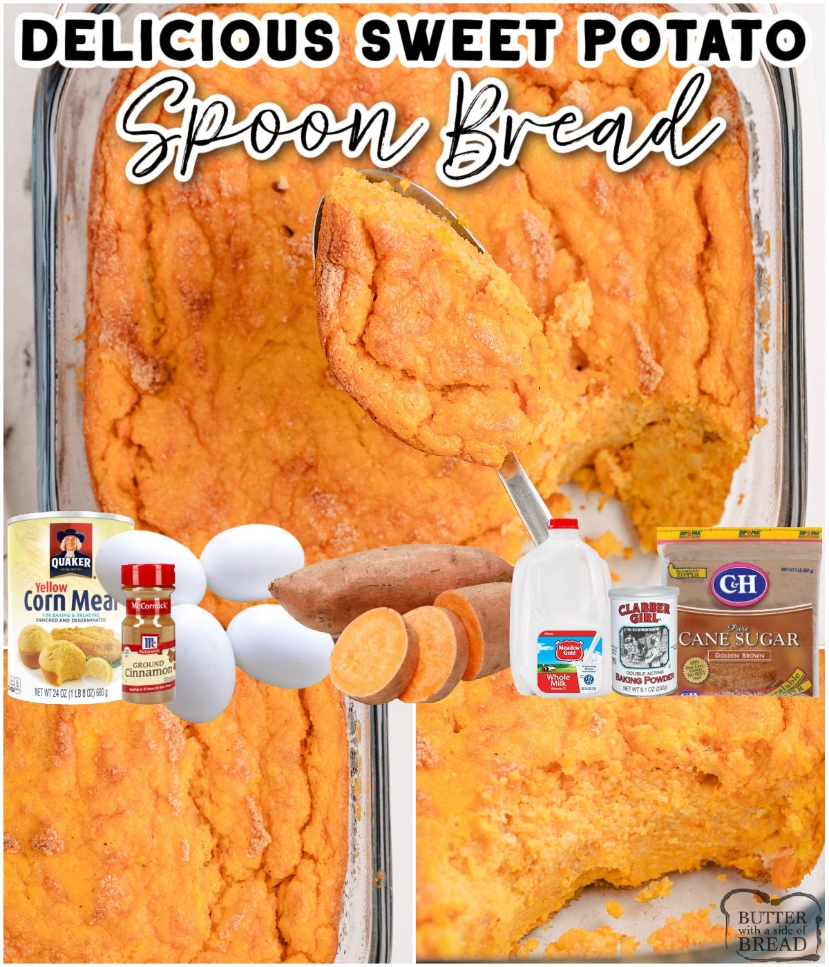 Sweet Potato Spoon Bread is a classic Southern dish that's a cross between cornbread & bread pudding, with a light and fluffy texture that is perfect for any occasion!