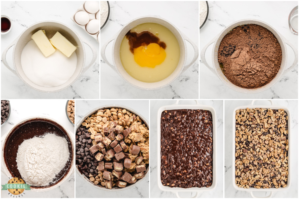 Step by step instructions on how to make Candy Bars Brownie recipe.