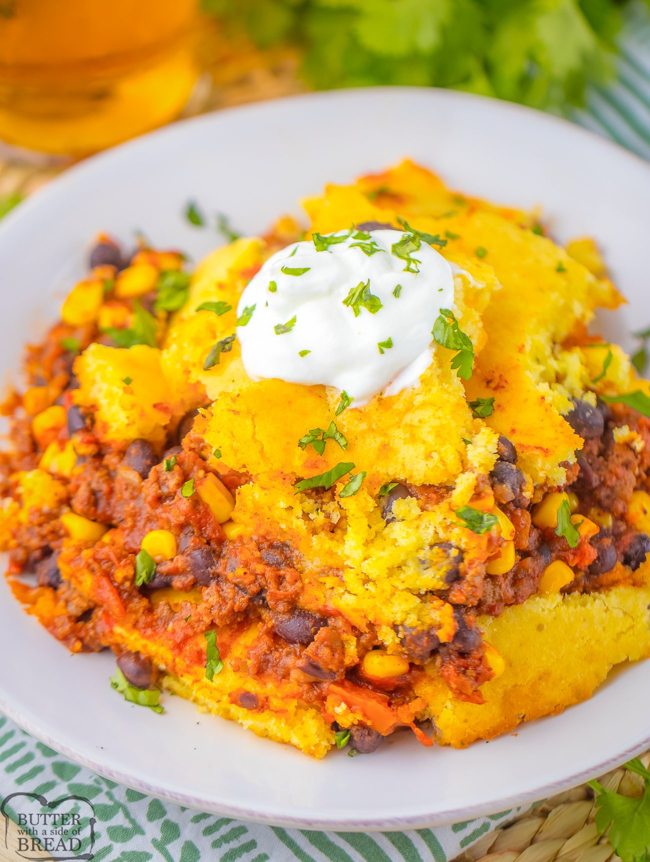 chili cornbread casserole with ground beef