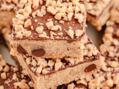 buttery chocolate toffee bars cut into squares