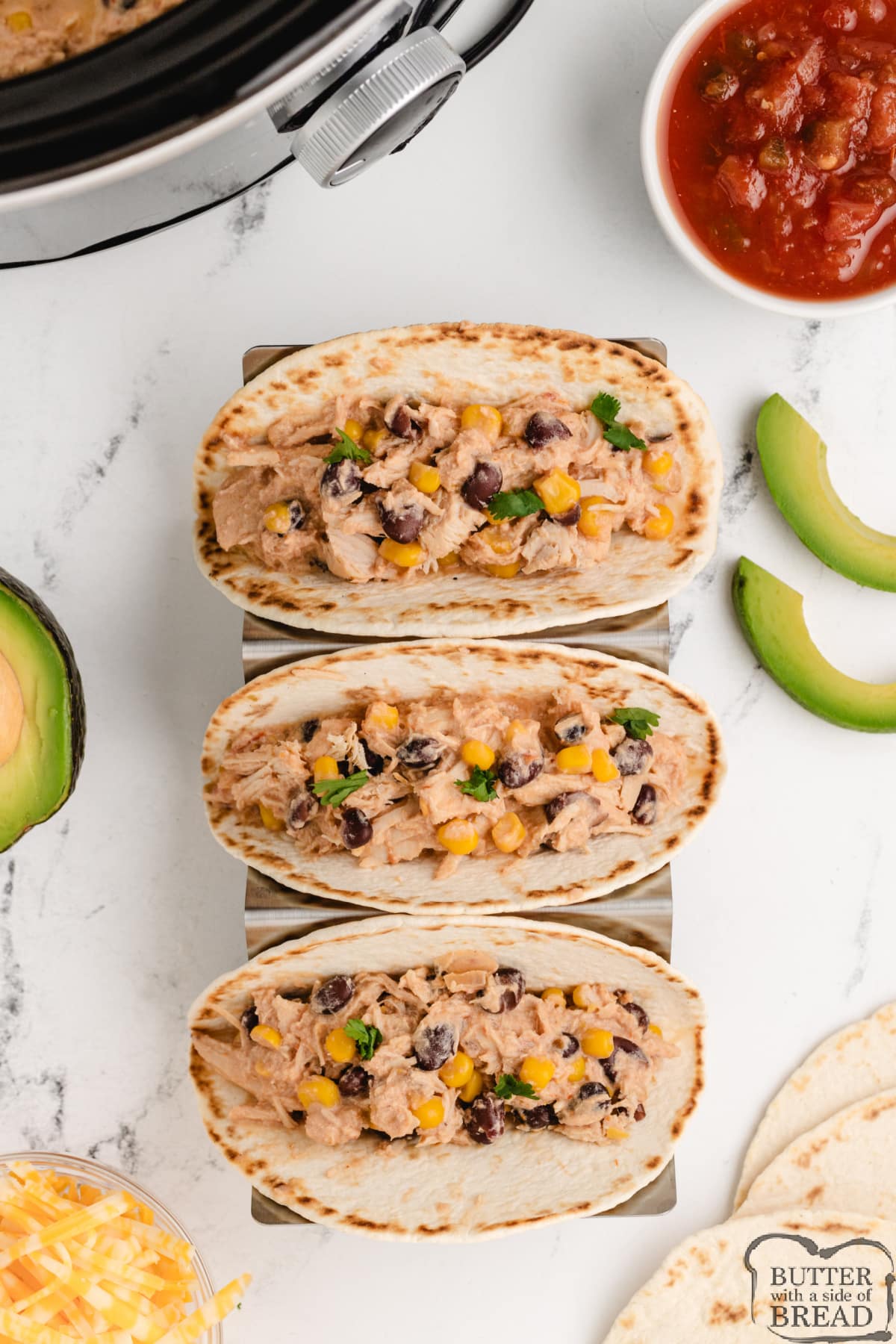 Chicken in a tortilla.