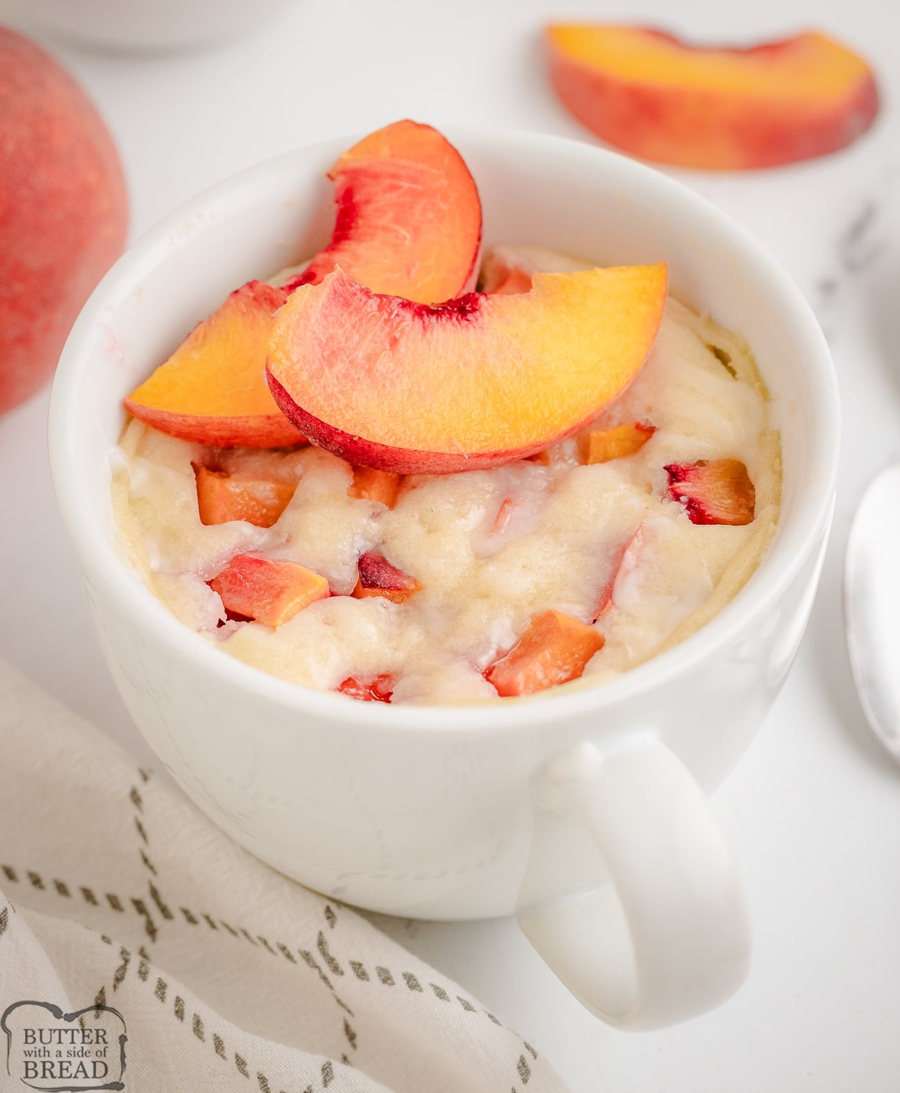vanilla peach mug cake for one