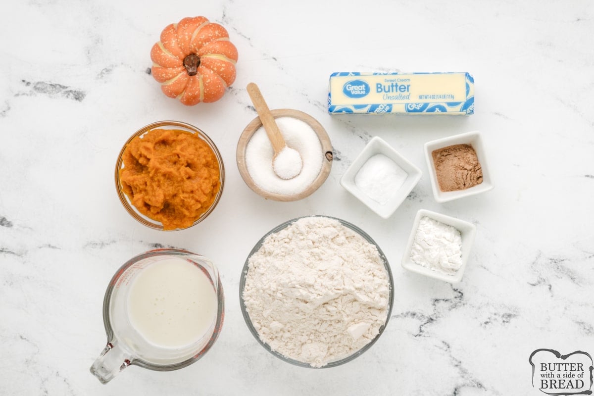 Ingredients in Pumpkin Buttermilk Biscuits.