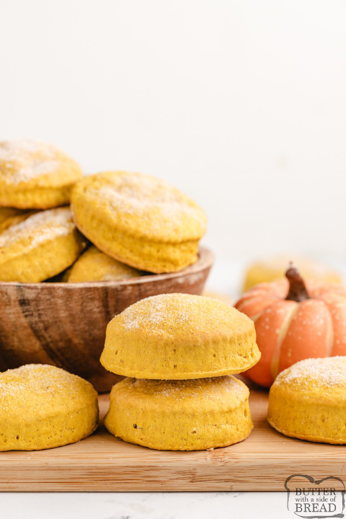 Homemade biscuit recipe made with buttermilk and pumpkin. 