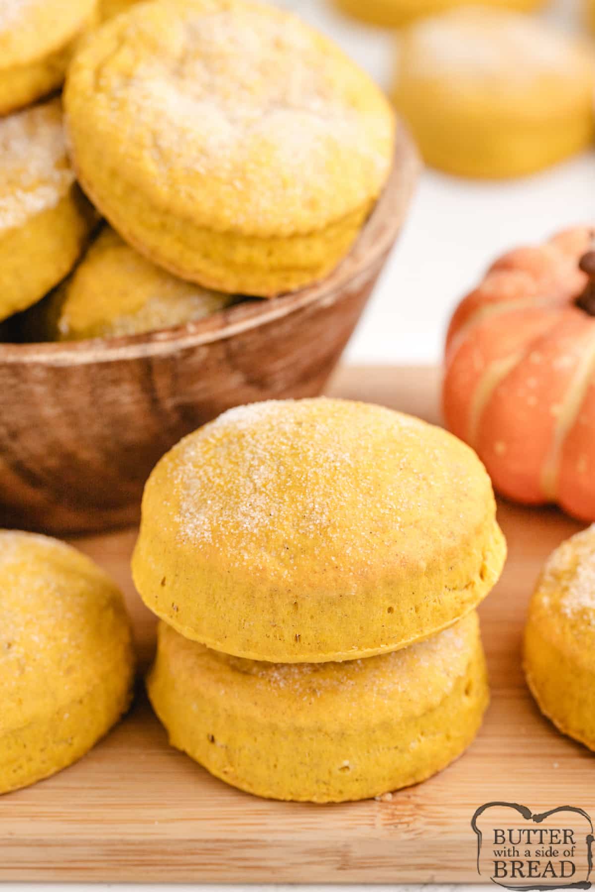 Pumpkin Buttermilk Biscuits made from scratch with just a few simple ingredients. This soft and fluffy biscuit recipe made with buttermilk and pumpkin is perfect for fall!