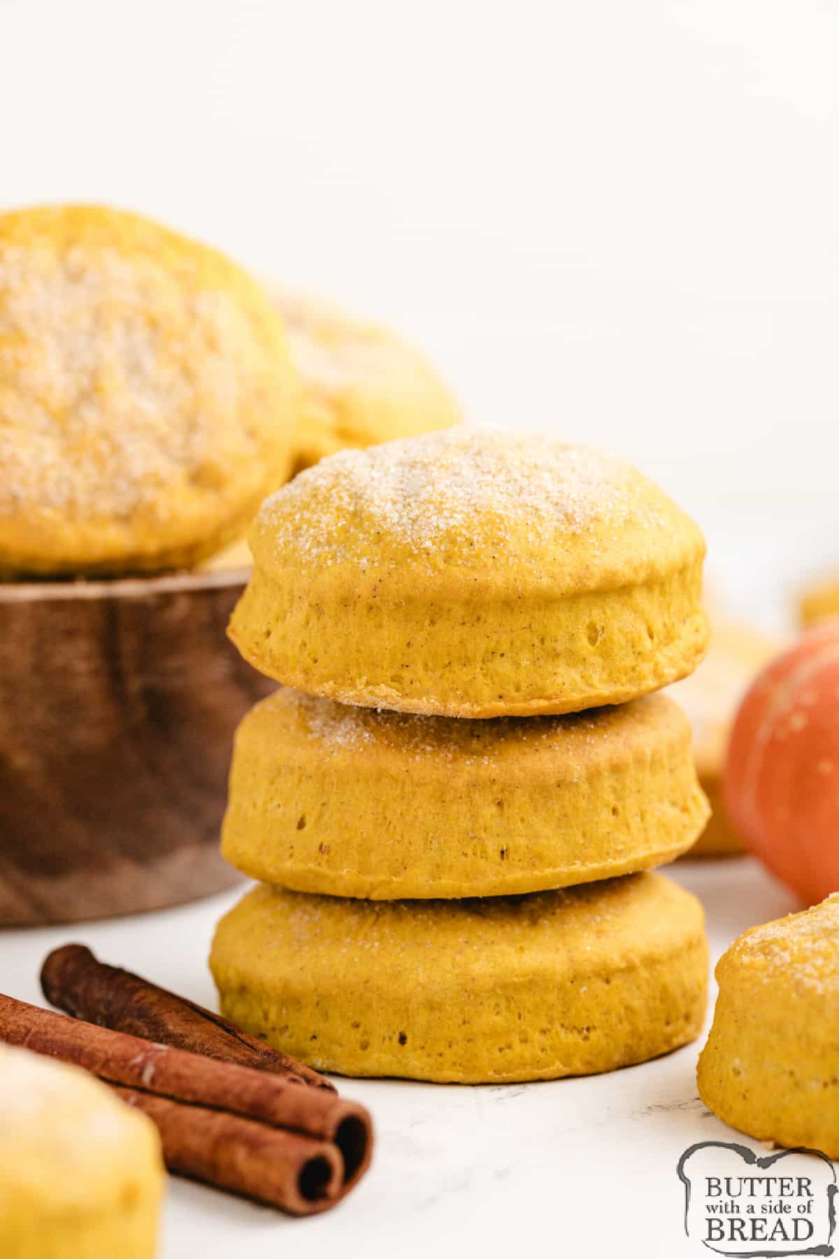 Stack of homemade biscuits.