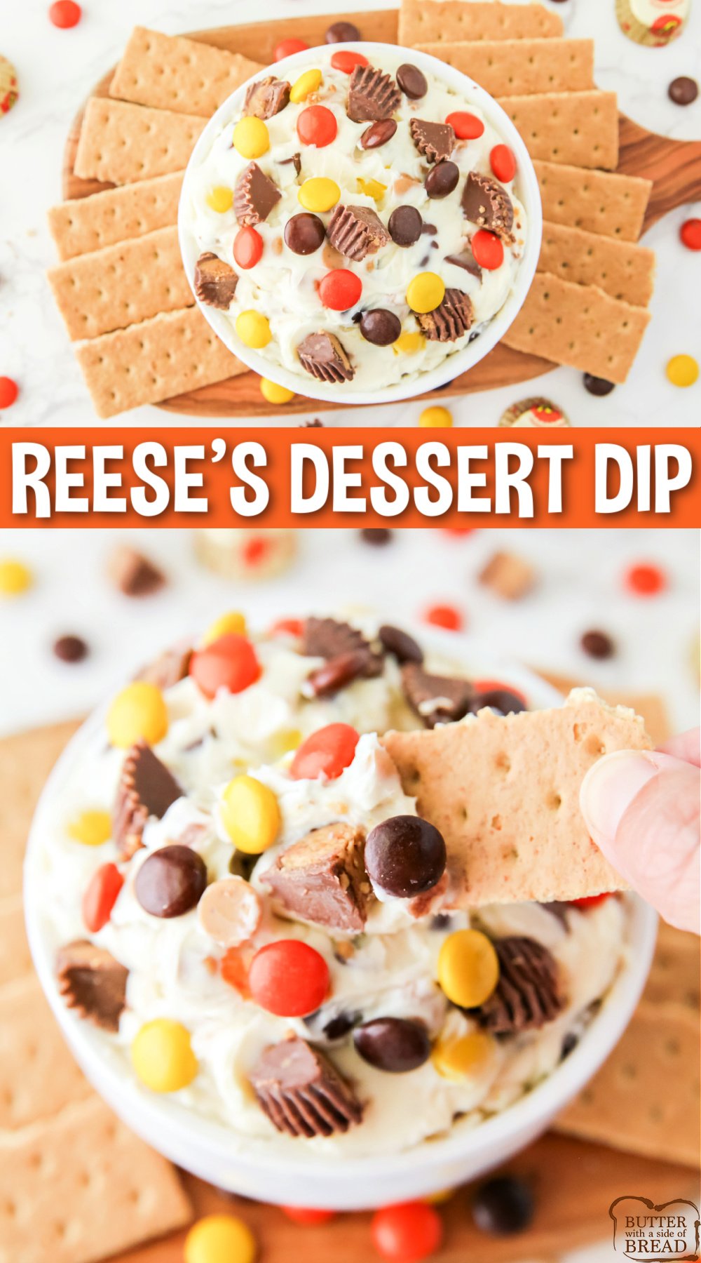 Reese's Dessert Dip is sweet, creamy, and perfect for dipping pretzels, cookies, and graham crackers. Easy dip made with cream cheese, powdered sugar, and lots of chocolate and peanut butter!