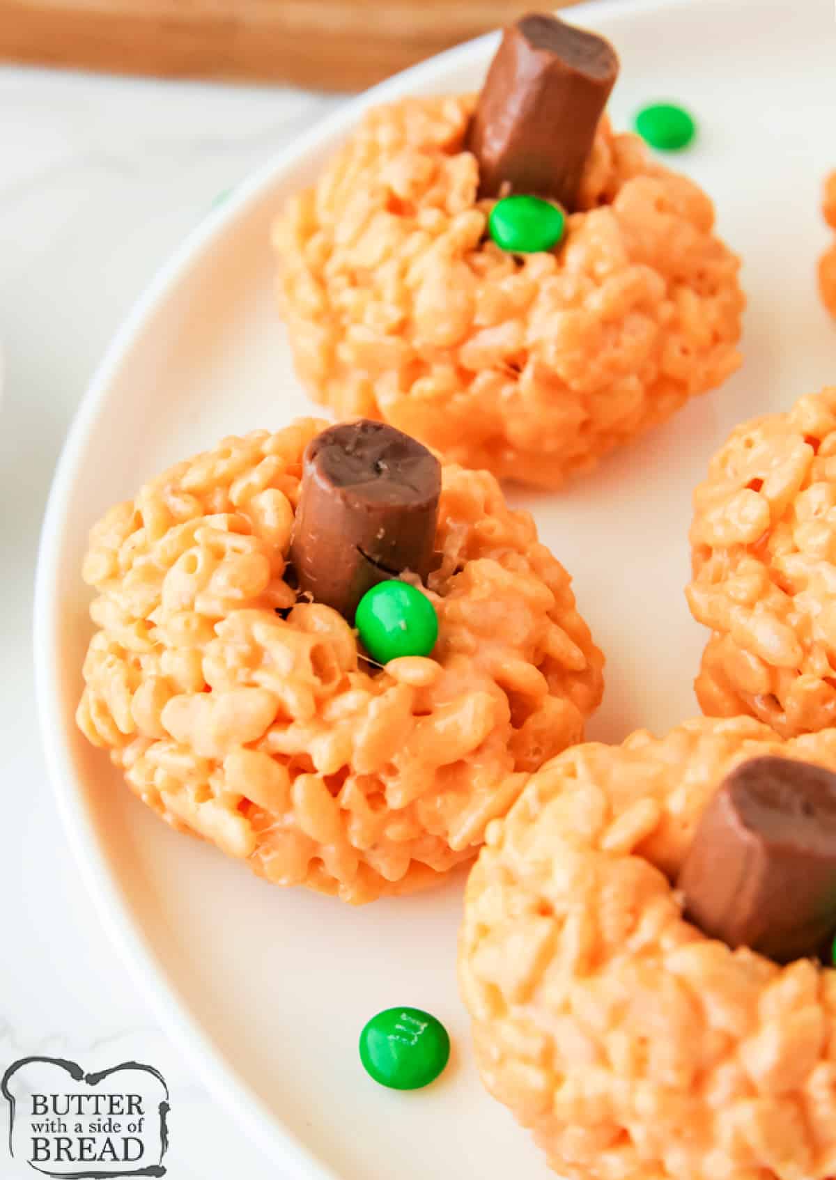 Rice Krispie treat pumpkins. 