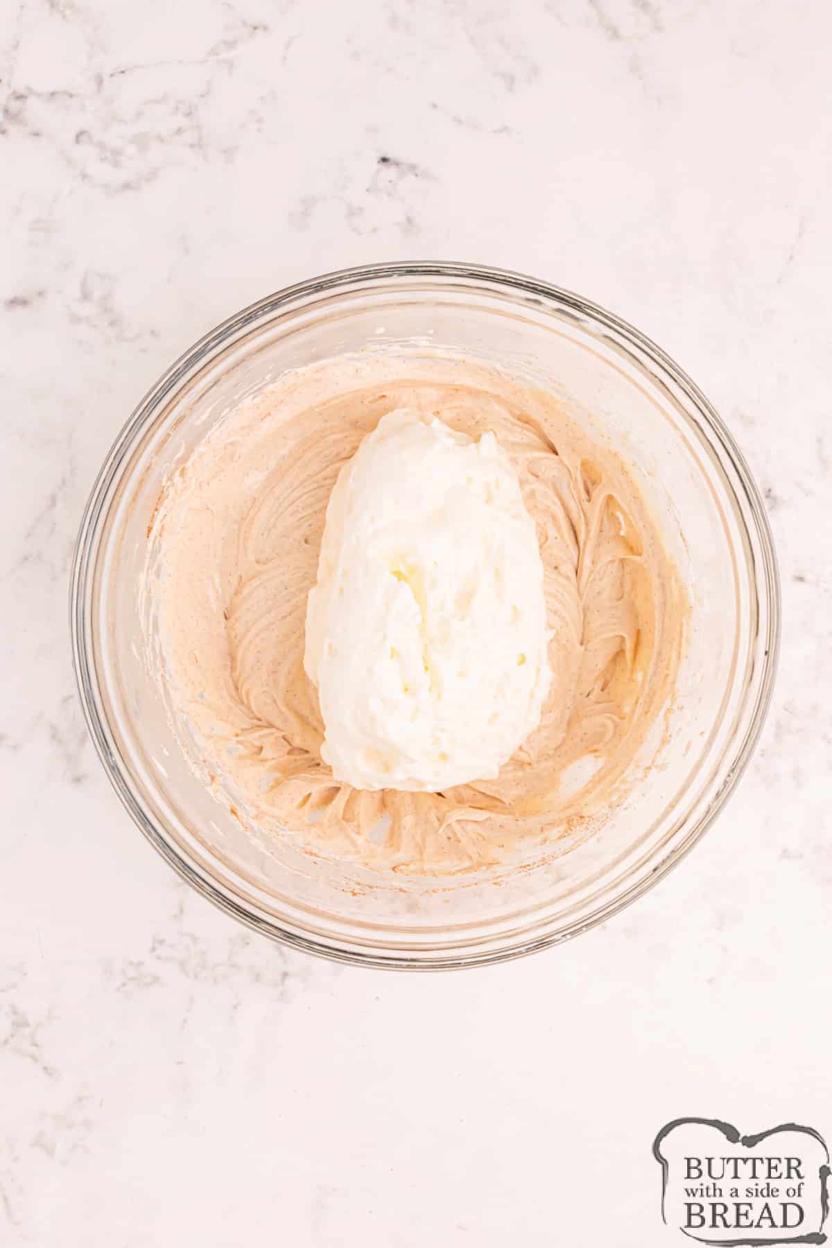 Add Cool Whip to dip recipe.