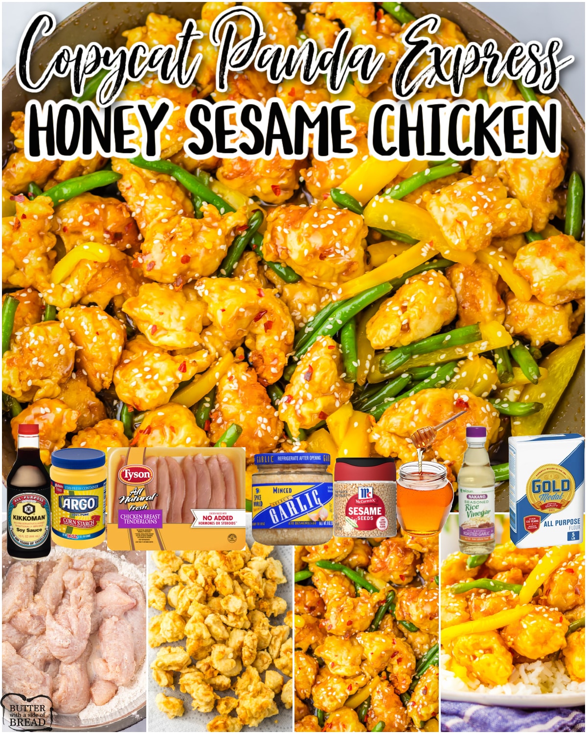 Copycat Panda Express Honey Sesame Chicken is made with tender chicken, coated & fried crispy then covered in a simple, sweet sesame glaze! 